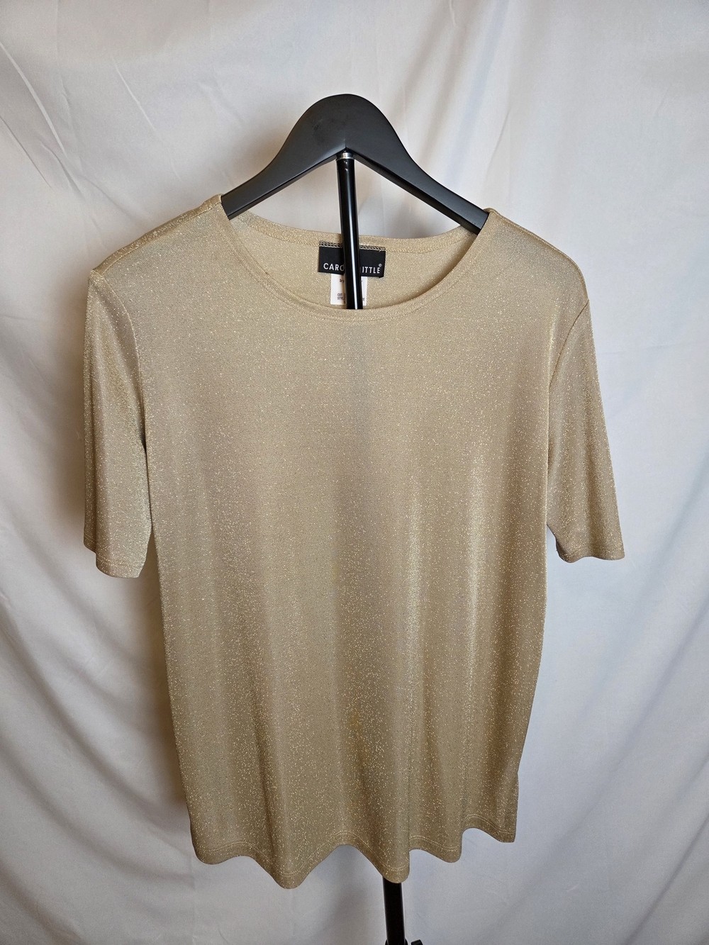 Carole Little Metallic Gold Short Sleeve Tee